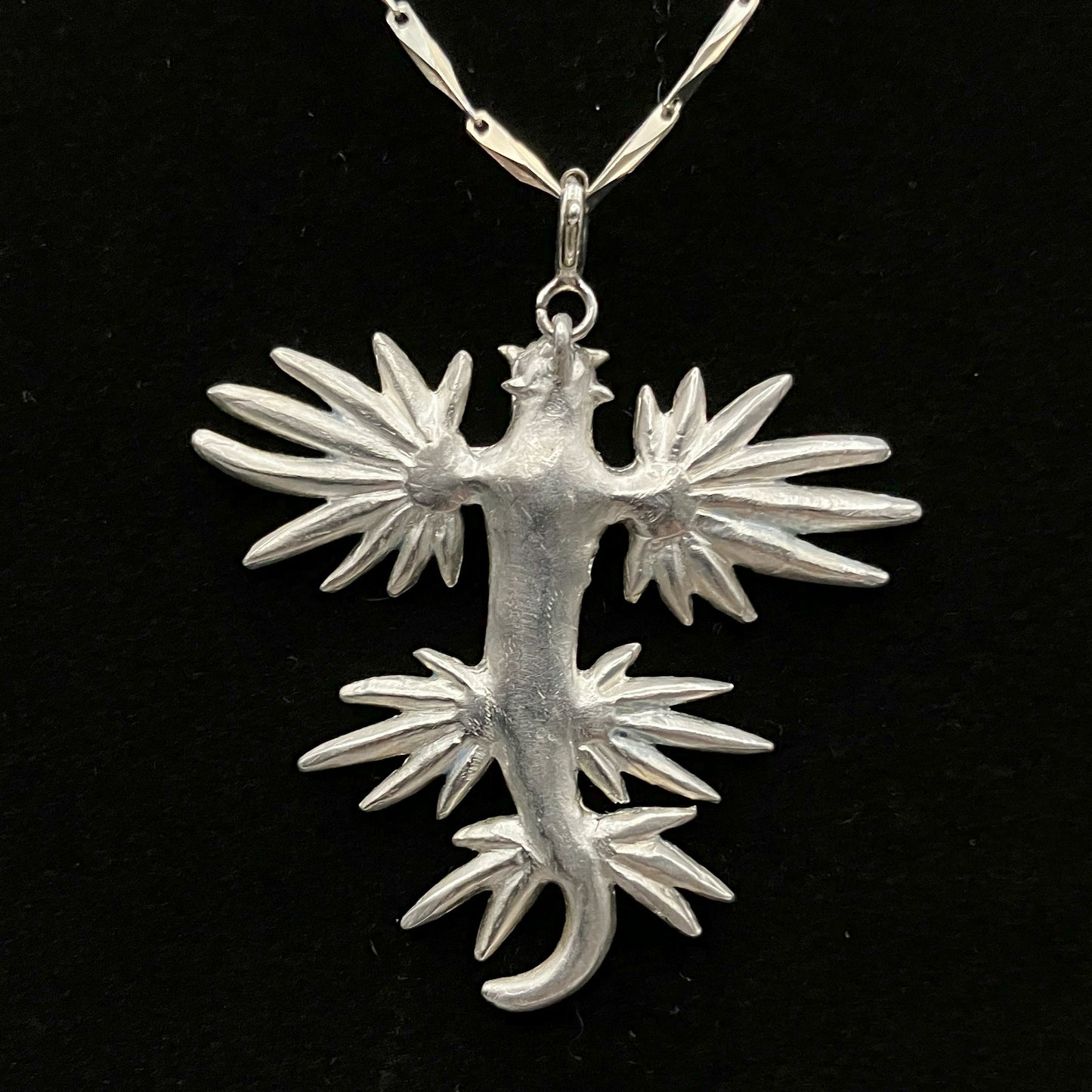 Glaucus atlanticus (blue dragon sea slug) necklace (cloisonne and sterling silver)