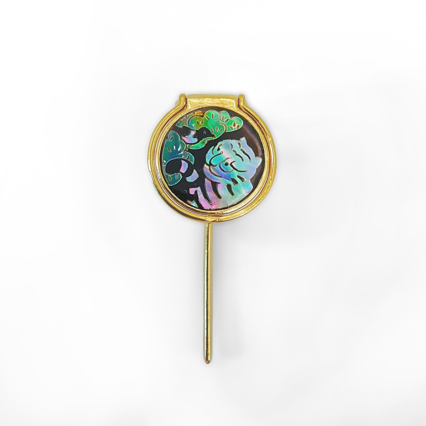 The Bookwedge: A Tiger and a Magpie (2in1 bookmark & page holder thumb ring w. mother-of-pearl fingerpad)